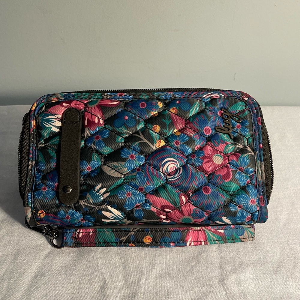 NWOT Lug Tram double zip around wallet wristlet Whimsey Black